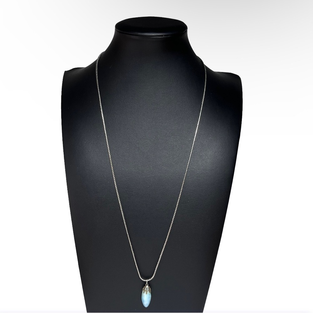 VTG India Handcrafted Vibrant Turquoise Blue Crystal Pendant Necklace 19"